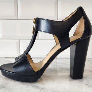 MICHAEL Michael Kors Berkley Women's Black Zip-up Heel Sandals. Sz 8.5 good cond